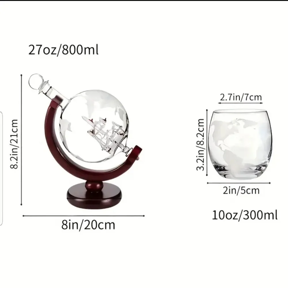 - 3pc Globe Wine Decanter Set
